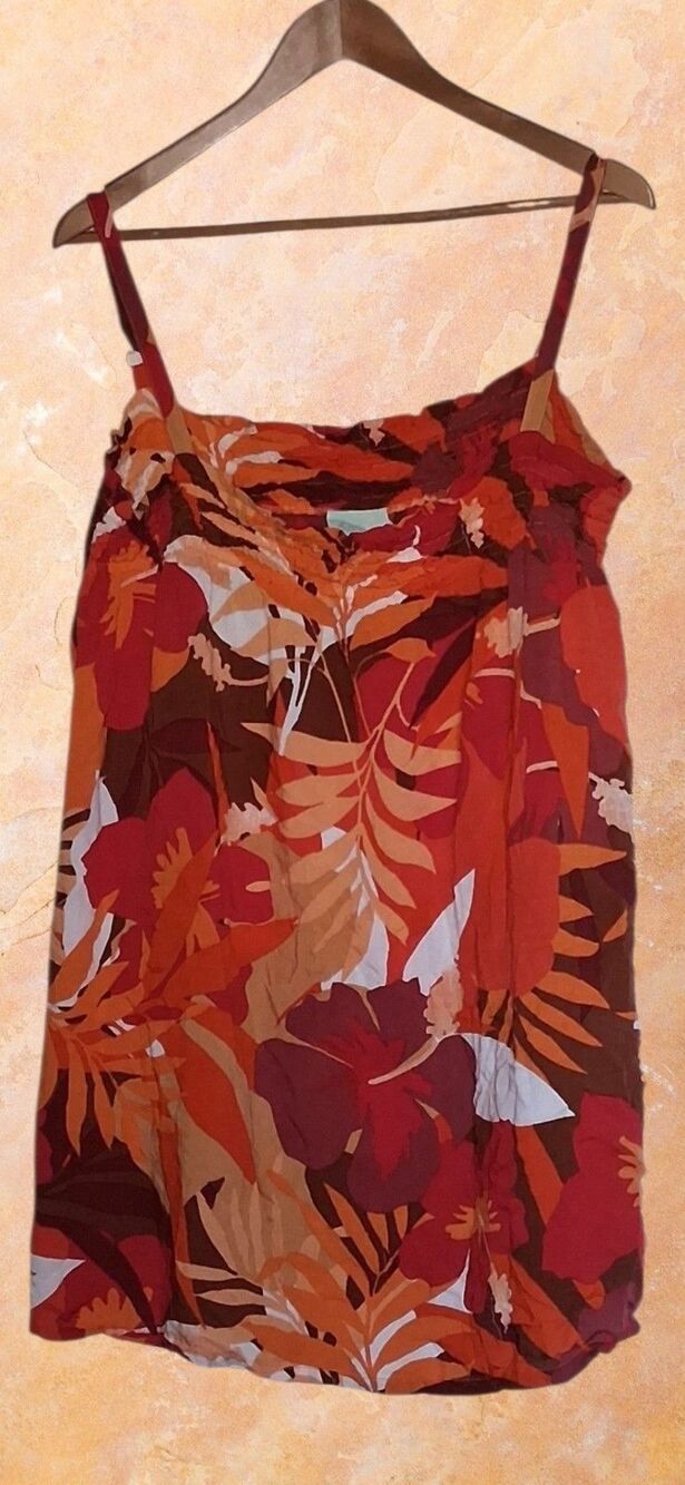 Free Destination Tropical Floral Mini Sundress L Beach Cover Up Vacation Travel